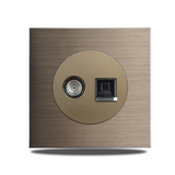 PowerLux Wandsteckdose Braun – Schuko Steckdose Aluminium | USB & Netzwerkanschluss | Moderne Unterputz Lösung