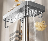 AquaFix Duschregal Ohne Bohren – Doppelablage Aluminium | Mit Handtuchstange | Rostfrei & Platzsparend