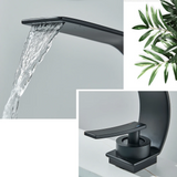 Ultraflache Waschtischarmatur in Schwarz mit Wasserfallauslauf – Elegante Mischbatterie für Aufsatzbecken