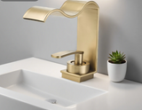 Goldglanz Waschtischarmatur mit Wasserfallauslauf und Einhebelmischer