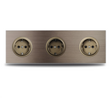 PowerLux Wandsteckdose Braun – Schuko Steckdose Aluminium | USB & Netzwerkanschluss | Moderne Unterputz Lösung
