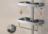 AquaFix Duschregal Ohne Bohren – Doppelablage Aluminium | Mit Handtuchstange | Rostfrei & Platzsparend