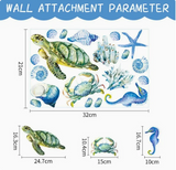 SeaWorld Wandtattoos Unterwasserwelt – Meerestiere Kinderzimmer Aufkleber mit Schildkröte, Delfin & Fisch