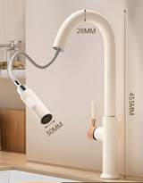Ausziehbare Küchenarmatur in Holzoptik mit 360° Drehfunktion – Hochwertige Warm- &Kaltwasser Mischbatterie aus Edelstahl