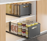 SlideMax Küchen Organizer Set – Ausziehbares Gewürzregal Metall | Schrank Ordnungssystem | Platzsparende Aufbewahrung