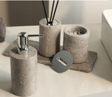 WabiSabiStone Natur-Silberasche Badezimmer-Accessoires – Luxus Cave Stone Set
