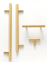 Nurlin T-Bar Messing Möbelgriff – Rund, Extra Lang, Modernes Design für Schränke, Schubladen & Kühlschrank