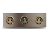 PowerLux Wandsteckdose Braun – Schuko Steckdose Aluminium | USB & Netzwerkanschluss | Moderne Unterputz Lösung