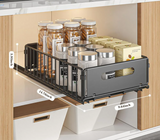 SlideMax Küchen Organizer Set – Ausziehbares Gewürzregal Metall | Schrank Ordnungssystem | Platzsparende Aufbewahrung