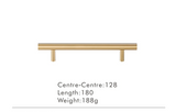 Nurlin T-Bar Messing Möbelgriff – Rund, Extra Lang, Modernes Design für Schränke, Schubladen & Kühlschrank