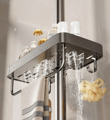 AquaFix Duschregal Ohne Bohren – Doppelablage Aluminium | Mit Handtuchstange | Rostfrei & Platzsparend