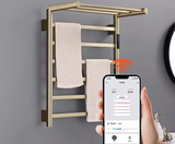 LuxeHeat WiFi Elektrischer Handtuchwärmer – Gebürstetes Gold Heizhandtuchhalter mit Temperatursteuerung