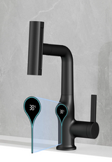 AquaGlow Wasserfall-Waschtischarmatur mit digitaler Temperaturanzeige