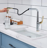 AquaLuxe – Luxus Ausziehbare Küchenarmatur in Gebürstetem Gold & Schwarz