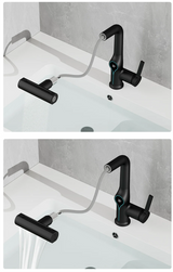 AquaGlow Wasserfall-Waschtischarmatur mit digitaler Temperaturanzeige