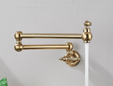 Wandmontierte Küchenspültischarmatur Gebürstetes Gold – Kaltwasserhahn | Schwenkbarer Auslauf | Platzsparendes Design