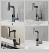 AquaGlow Wasserfall-Waschtischarmatur mit digitaler Temperaturanzeige