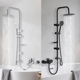 Getrenntes Duschsystem für Badewanne mit Regendusche und Handbrause – Höhenverstellbare Komplettlösung in Schwarz oder Chrom