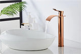RoseAura Wasserfall Waschtischarmatur – Roségold Einhebelmischer aus Messing