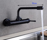 AquaTurn Schwarzer Wandhahn – 360° Drehbarer Küchenmischer mit Warm- & Kaltwasserregelung