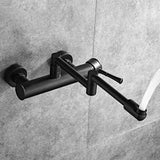 AquaTurn Schwarzer Wandhahn – 360° Drehbarer Küchenmischer mit Warm- & Kaltwasserregelung