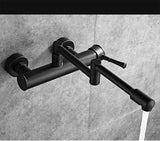 AquaTurn Schwarzer Wandhahn – 360° Drehbarer Küchenmischer mit Warm- & Kaltwasserregelung