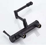 AquaTurn Schwarzer Wandhahn – 360° Drehbarer Küchenmischer mit Warm- & Kaltwasserregelung