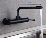 AquaTurn Schwarzer Wandhahn – 360° Drehbarer Küchenmischer mit Warm- & Kaltwasserregelung