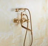 ZGRK Luxe Retro Douchekraan Set – Messing Wandmodel met Handdouche & Verlengde Uitloop