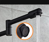 AquaTurn Schwarzer Wandhahn – 360° Drehbarer Küchenmischer mit Warm- & Kaltwasserregelung