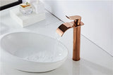 RoseAura Wasserfall Waschtischarmatur – Roségold Einhebelmischer aus Messing