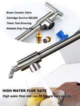 FlexiArm Wandarmatur – Schwenkbare Topffüllarmatur aus Messing | Ausziehbare Küchenarmatur | Platzsparender Wandwasserhahn mit Keramikkartusche