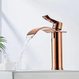 RoseAura Wasserfall Waschtischarmatur – Roségold Einhebelmischer aus Messing