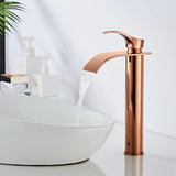 RoseAura Wasserfall Waschtischarmatur – Roségold Einhebelmischer aus Messing