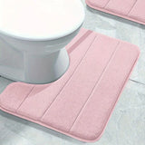 SoftStripe Badezimmer WC-U-Matte – Weicher, Rutschfester & Schnell Trocknender Teppich aus Mikrofaser