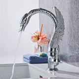 Elegante Waschtischarmatur in Schwanenform mit Wasserfallauslauf aus Messing