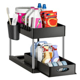 SlideEase 2-stufiger Organizer – Ausziehbarer Untergiebel-Organizer mit Korb, Haken und Bechersystem
