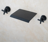 Waterval Wastafelkraan – Dubbele Handvatten | Chroom & Mat Zwart | 2-Gats Wand- of Tafelmontage