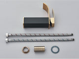 GoldCascade Waschtischarmatur – Gebürstete Goldarmatur für Waschbecken | Eleganter Wasserfallauslauf | Einhebel-Mischbatterie aus Edelstahl