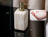 Travertine Élégance Badezimmer-Set – 6-teiliges Luxus-Set aus Beige Naturstein für Zuhause & Hotel