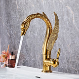 Elegante Waschtischarmatur in Schwanenform mit Wasserfallauslauf aus Messing