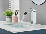 GoldCascade Waschtischarmatur – Gebürstete Goldarmatur für Waschbecken | Eleganter Wasserfallauslauf | Einhebel-Mischbatterie aus Edelstahl
