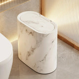 Nordic Marmor-Design Abfalleimer – Schlanker Drückdeckel Mülleimer für Bad & WC