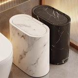 Nordic Marmor-Design Abfalleimer – Schlanker Drückdeckel Mülleimer für Bad & WC