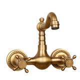 Wandmontierter Antiker Messinghahn | Einhandgriff | Drehbarer Auslauf | Poliert