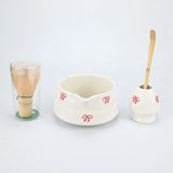 Kirschblüte Matcha-Zeremonienset – Matcha-Teeservice aus Porzellan mit Ausgussschale | Traditionelles Matcha-Zubehör | Erhältlich als 2-, 4- oder 5-teiliges Set