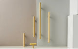 Nurlin T-Bar Messing Möbelgriff – Rund, Extra Lang, Modernes Design für Schränke, Schubladen & Kühlschrank