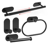 Selbstklebendes Badezimmer-Zubehörset aus Edelstahl – Ohne Bohren | Gebürstetes Finish | Metallmontage