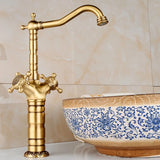 VintageLux Einhebel-Waschtischarmatur aus Antikmessing mit Gravur