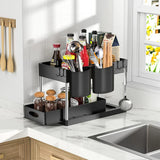 SlideEase 2-stufiger Organizer – Ausziehbarer Untergiebel-Organizer mit Korb, Haken und Bechersystem